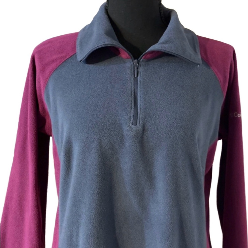 Columbia Colorblock Fleece Quarter-Zip — Gray & Berry (Women’s L)